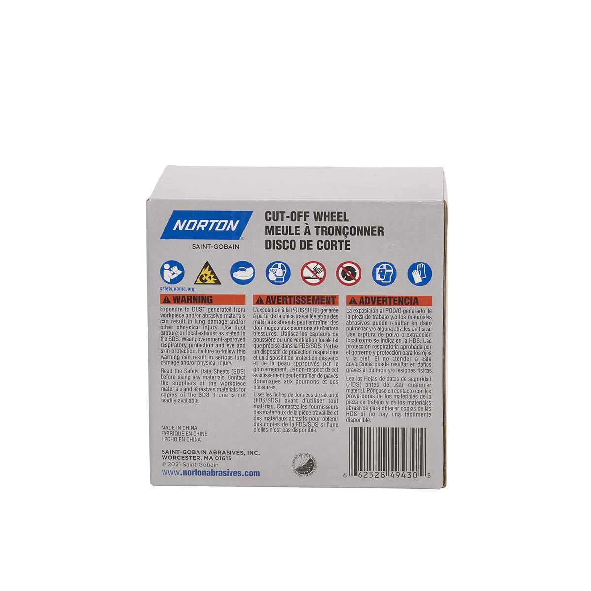 Norton - Juego de 50 ruedas cortadas, disco de corte de metal y acero inoxidable de alto rendimiento de 4 1/2 pulgadas, eje de 7/8 pulgadas, compatible con amoladoras angulares