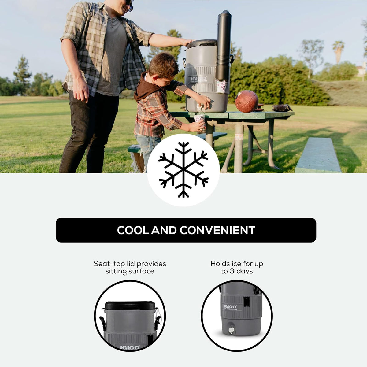Igloo Enfriador de Agua portátil con Tapa de Asiento Comercial, de 5 a 10 Cuartos