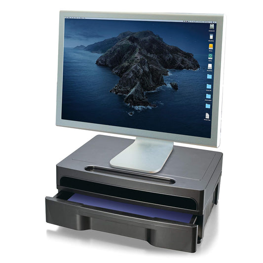 Officemate 2200 Series Executive 22502 - Soporte para monitor con cajón, color negro