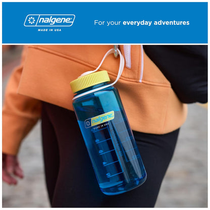 Nalgene Sustain Tritan - Botella de agua sin BPA hecha con material derivado de 50% residuos de plástico (utilizando balance de masa certificado ISCC), 16 onzas, boca ancha, mantequilla