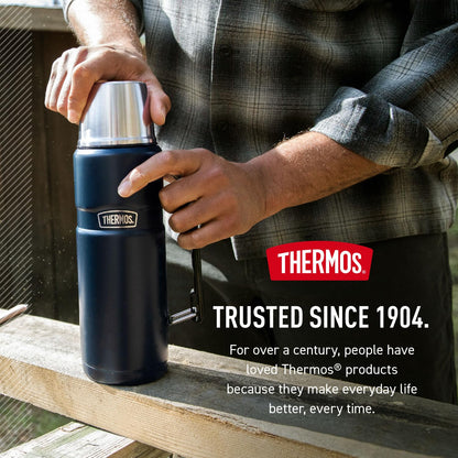 THERMOS Stainless King - Botella de bebidas aislada al aspiradora, 66 onzas, color azul medianoche