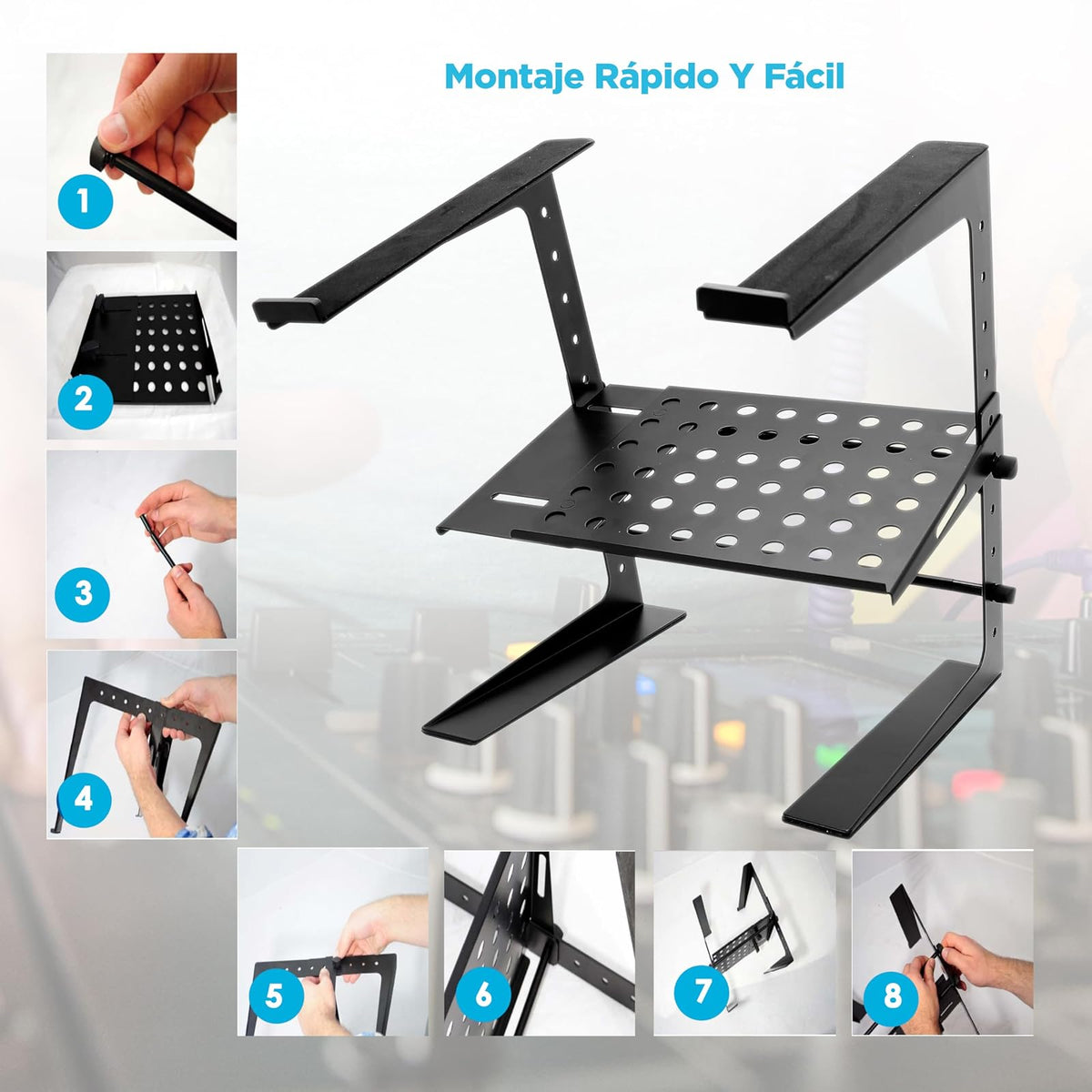 Pyle Soporte para Laptop Ajustable Portátil - Base para Monitores de 6.3 a 10.9 Pulgadas Ideal para Trabajo, Gaming y Oficina