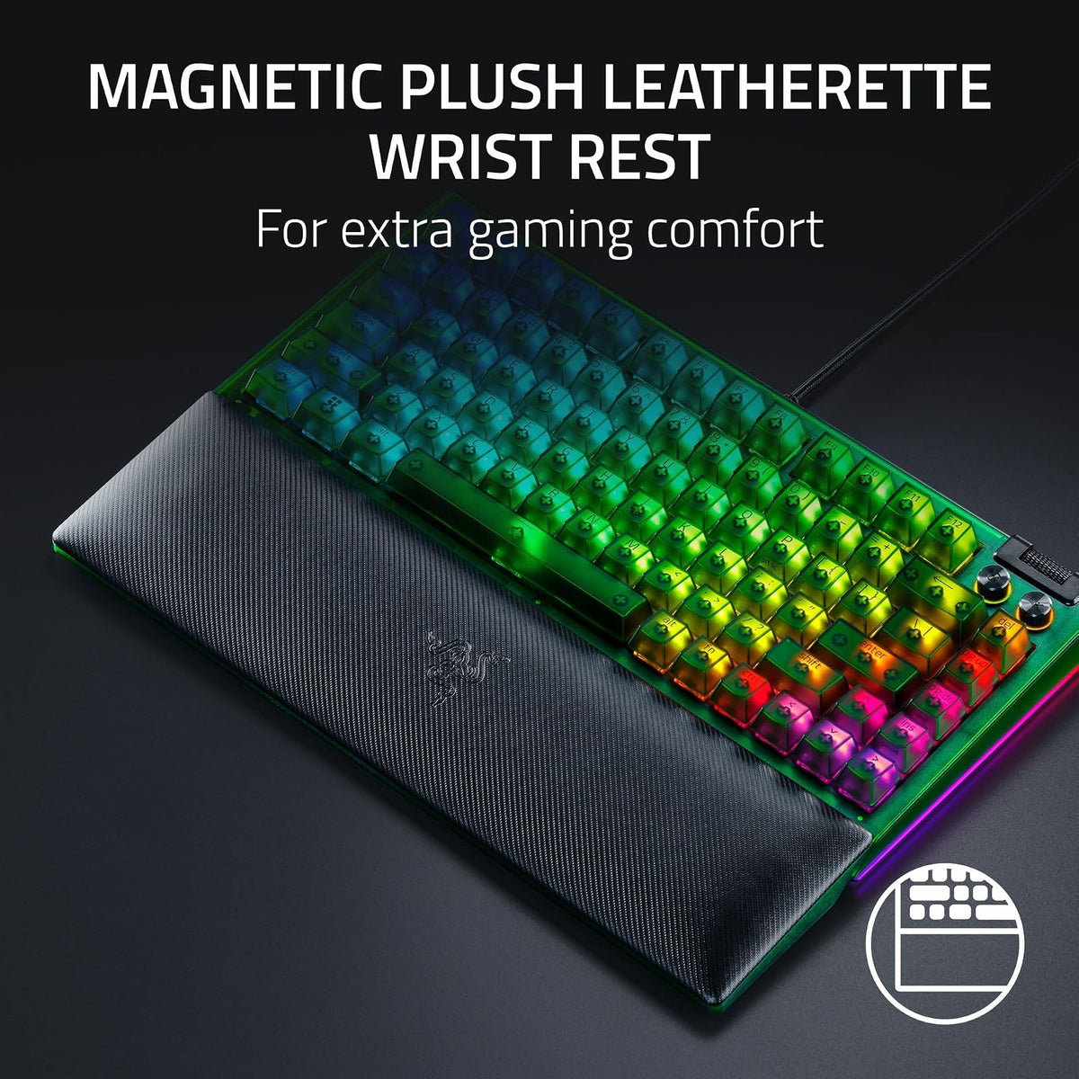 Razer V4 75% Teclado mecánico para Juegos: diseño Intercambiable en Caliente, Compacto y Duradero, interruptores táctiles Naranjas - Chroma RGB - Teclas de Rodillo y Medios MF - Cómodo