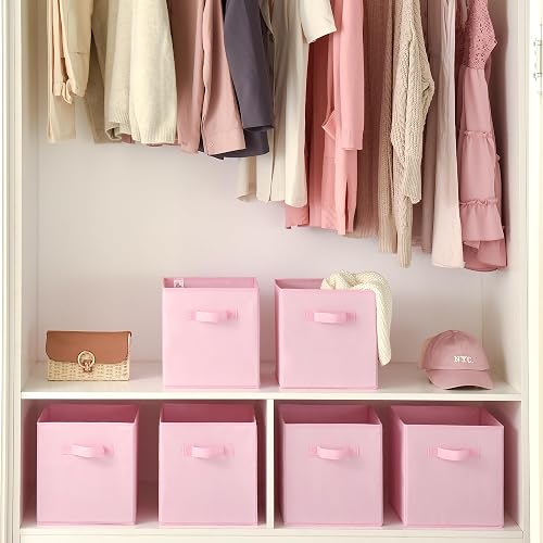 GRANNY SAYS Cubos Almacenaje, Pack de 6 Cubos de Almacenamiento 27x27, Cajas Almacenaje Tela, Cestas Organizadoras, Cajas Organizadoras Plegable, Kallax Accesorios, Cajas para Estanterias, Rosa