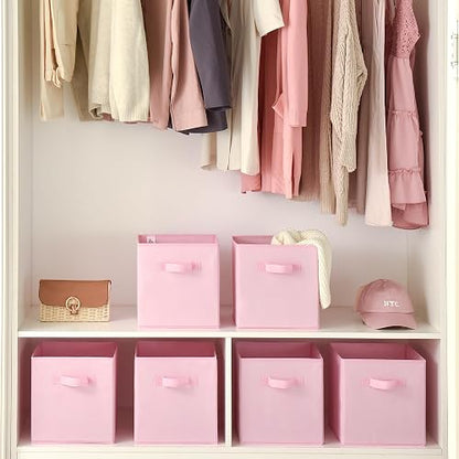 GRANNY SAYS Cubos Almacenaje, Pack de 6 Cubos de Almacenamiento 27x27, Cajas Almacenaje Tela, Cestas Organizadoras, Cajas Organizadoras Plegable, Kallax Accesorios, Cajas para Estanterias, Rosa