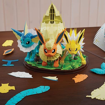 4D Build, Pokémon Eevee Evolution Trio with Vaporeon, Flareon & Jolteon 3D Model Kit, Pokémon Figure, Desk Décor, 612 Pieces, for Ages 12 & Up