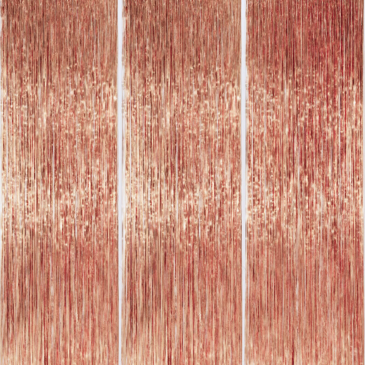PartyWoo Cortina de Flecos Metálicos para Fiesta, Paquete de 3 - Oro Rosa1451 - 3.3x8.2 Feet