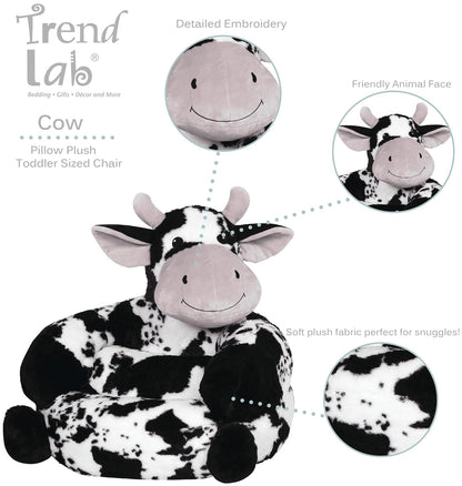 Trend Lab Cow - Silla de Felpa para niños, cómoda Silla de Descanso con Almohada para niños de 1 a 3 años, 21 x 19 x 19 Pulgadas, Alternativa de puf Suave