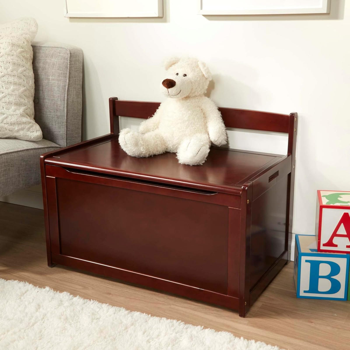 Melissa & Doug Baúl de madera para juguete, baúl de madera resistente, 2.34 metros cúbicos de almacenamiento, fácil de armar, color espresso