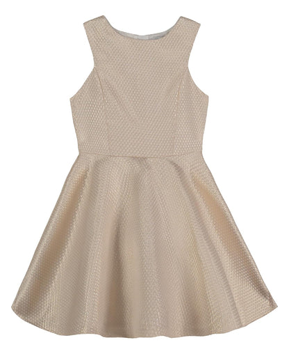 Calvin Klein Vestido de Fiesta sin Mangas para niña - Dorado Metálico - 14
