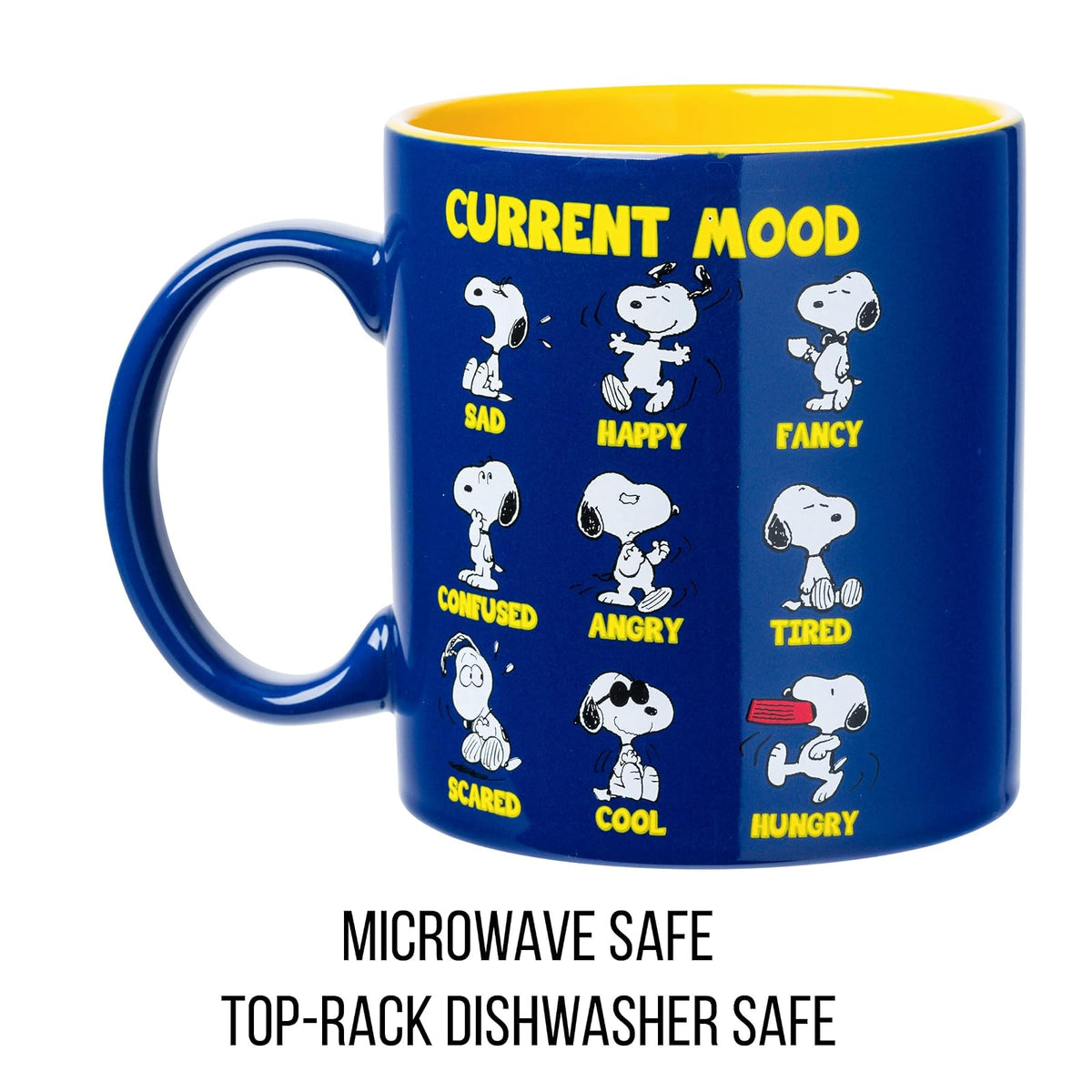 Silver Buffalo Peanuts Snoopy Moods Taza de cerámica de 20 onzas