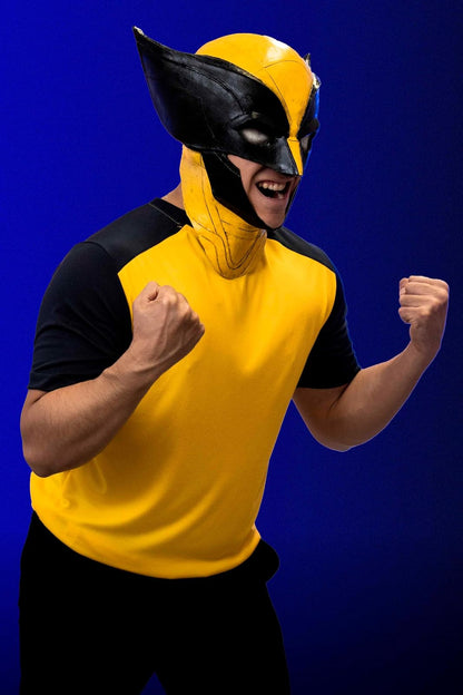 Ghoulish Productions Wolverine Máscara de Látex Completa - Licencia Oficial de Colección Amarillo y Negro Mediana - Accesorio para Disfraz de Superhéroe Halloween Cosplay Convenciones
