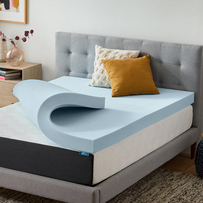 Lucid - Colchoneta de Memory Foam con Gel Refrescante - Sobrecolchón Ventilado de 10 cm - Topper Suave y Acolchado para Colchón - Alivia Puntos de Presión - Individual Extra Largo