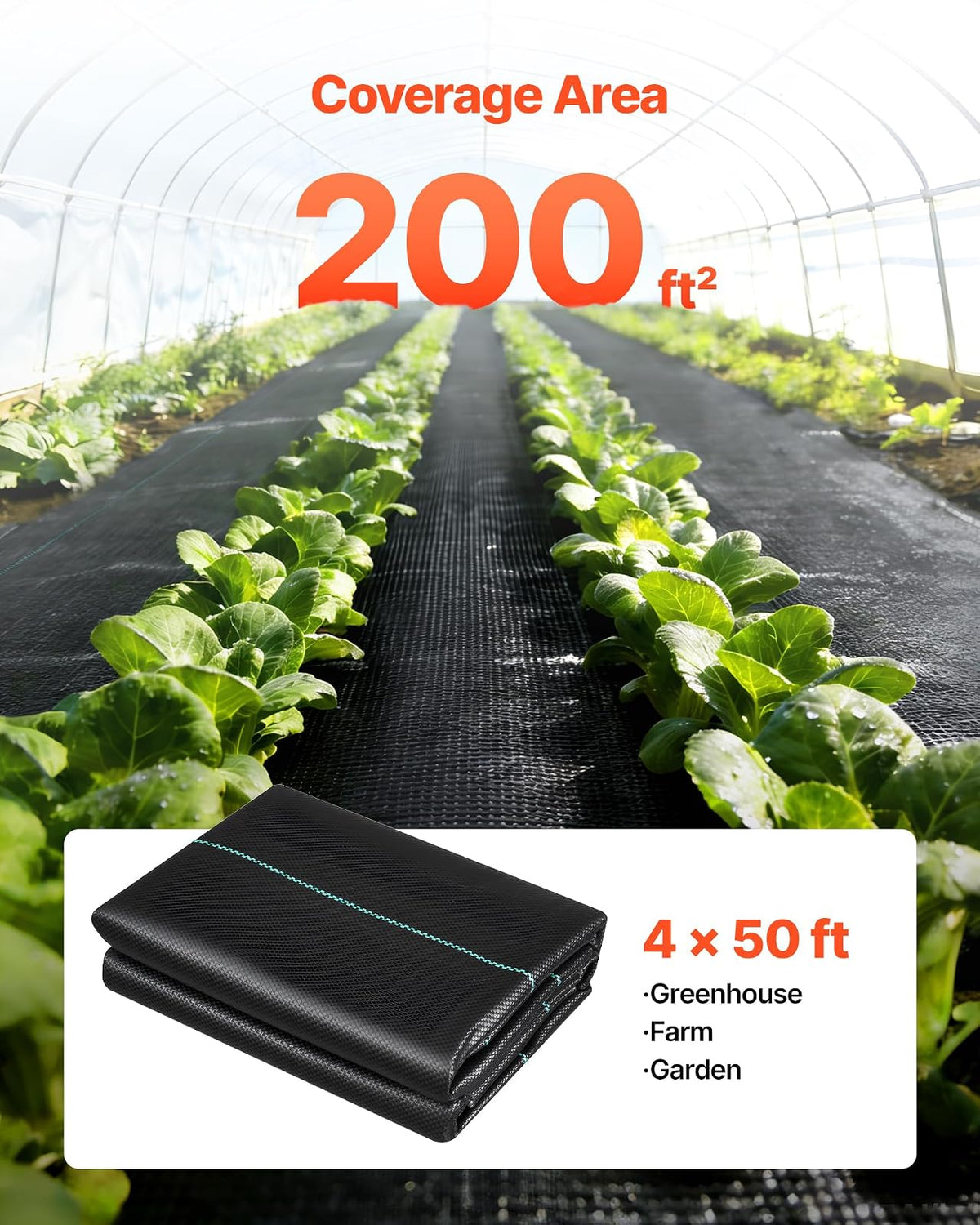 VEVOR Malla Antihierbas 1,2 x 15,2m, 90 g/m², Paquete de 2, Tela Geotextil para Control de Maleza PP Tejido de Alta Densidad para Jardines, Invernadero, Camino de Grava, Drenaje, Ventilación, Exterior