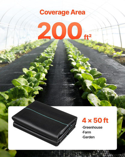 VEVOR Malla Antihierbas 1,2 x 15,2m, 90 g/m², Paquete de 2, Tela Geotextil para Control de Maleza PP Tejido de Alta Densidad para Jardines, Invernadero, Camino de Grava, Drenaje, Ventilación, Exterior