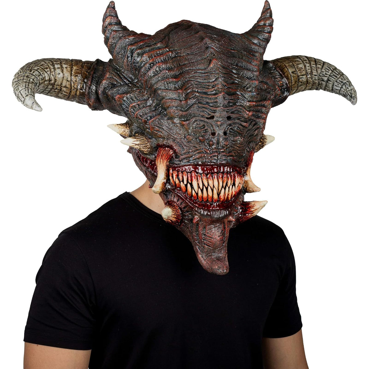 Ghoulish Productions Máscara De Látex Wrath, Accesorio Látex Cosplay Demonio Guardián, Disfraz Aterrador para Halloween y Fiestas Temáticas, Cosplay Demonio Guerrero, Diseño Artesanal Head Mask