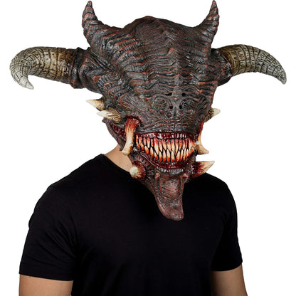 Ghoulish Productions Máscara De Látex Wrath, Accesorio Látex Cosplay Demonio Guardián, Disfraz Aterrador para Halloween y Fiestas Temáticas, Cosplay Demonio Guerrero, Diseño Artesanal Head Mask