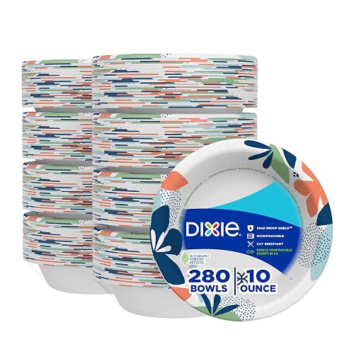 Dixie Everyday Paper Bowls, 10 Ounces, 324 Count (9 Packs of 36 Bowls); Designs May Vary
