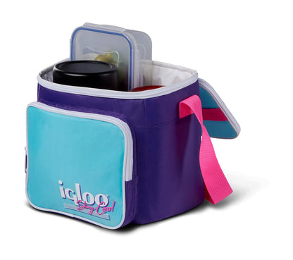 Igloo - Lonchera cuadrada de la colección retro de los años 90 con bolsillo frontal y correa ajustable, color morado