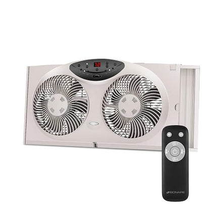 Jarden Bionaire Ventilador de Ventana Delgado con Controles manuales (BWF0502M-WM), Blanco, 2 Blades, 1