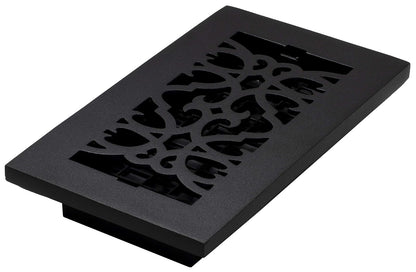 Decor Grates AC408-BLK - Registro victoriano para piso, 4 x 8 pulgadas, hierro fundido, negro
