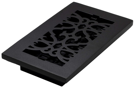 Decor Grates AC408-BLK - Registro victoriano para piso, 4 x 8 pulgadas, hierro fundido, negro