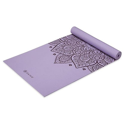 Gaiam - Tapete de yoga de 5 mm de grosor. Impresión premium gruesa, antideslizante, tapete de ejercicio y fitness, para todo tipo de yoga, pilates y entrenamientos de piso (173 cm x 61 cm x 5 mm)