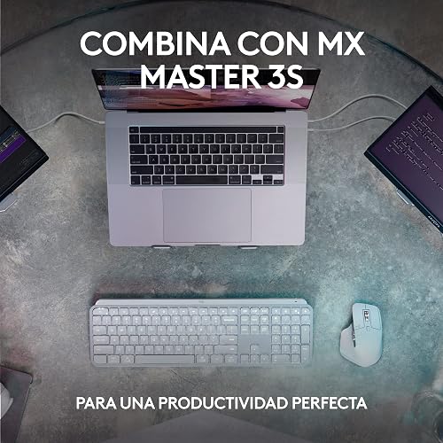Logitech MX Keys S Teclado inalámbrico, bajo Perfil, preciso y silencioso, Teclas programables, retroiluminado, Bluetooth, USB C Recargable, para Windows PC, Linux, Chrome, Mac - Negro