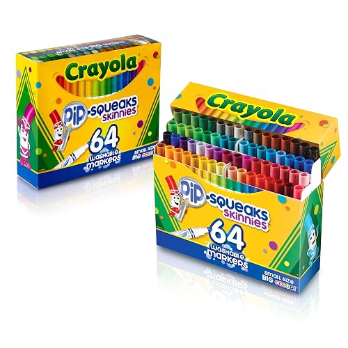 Crayola Pip-Squeaks Skinnies Marcadores | Lavables, 64 Unidades, Mango Delgado Para Niños, Suministros Para Manualidades, Regalo