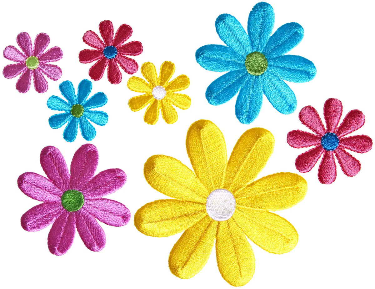 Simplicity Paquete de 8 Flores de Margarita Surtidas para Planchar en Apliques