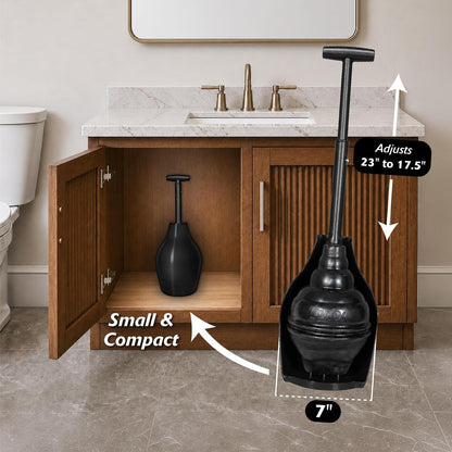 Korky Hideaway Émbolo de Inodoro Resistente Negro con Soporte