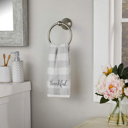 SKL Home by Saturday Knight Ltd. Toalla de Mano a Cuadros Agradecidos (Paquete de 2), Gris