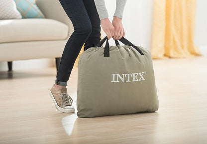 Intex 64417ED Comfort colchón de Aire Elevado de Felpa Dura-Beam con Bomba eléctrica Interna, Altura de la Cama de 22 Pulgadas, Queen
