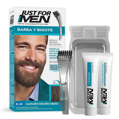 Just For Men Tinte en Gel para Barba y Bigote, Castaño Oscuro B45 - 1 Unidad (Paquete de 1) - Castaño Oscuro Medio