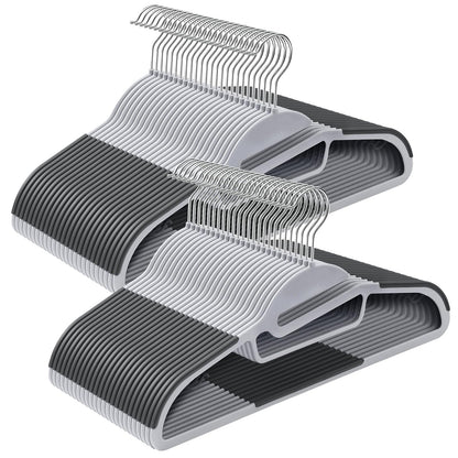 SONGMICS 50 Perchas de Plástico Antideslizantes Gancho Giratorio 360° - Gris Claro + Gris Oscuro