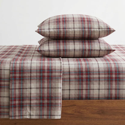 Eddie Bauer - Juego de sábanas de Franela de algodón, Cepillado para Mayor suavidad, decoración acogedora del hogar (Montlake Plaid, Queen)