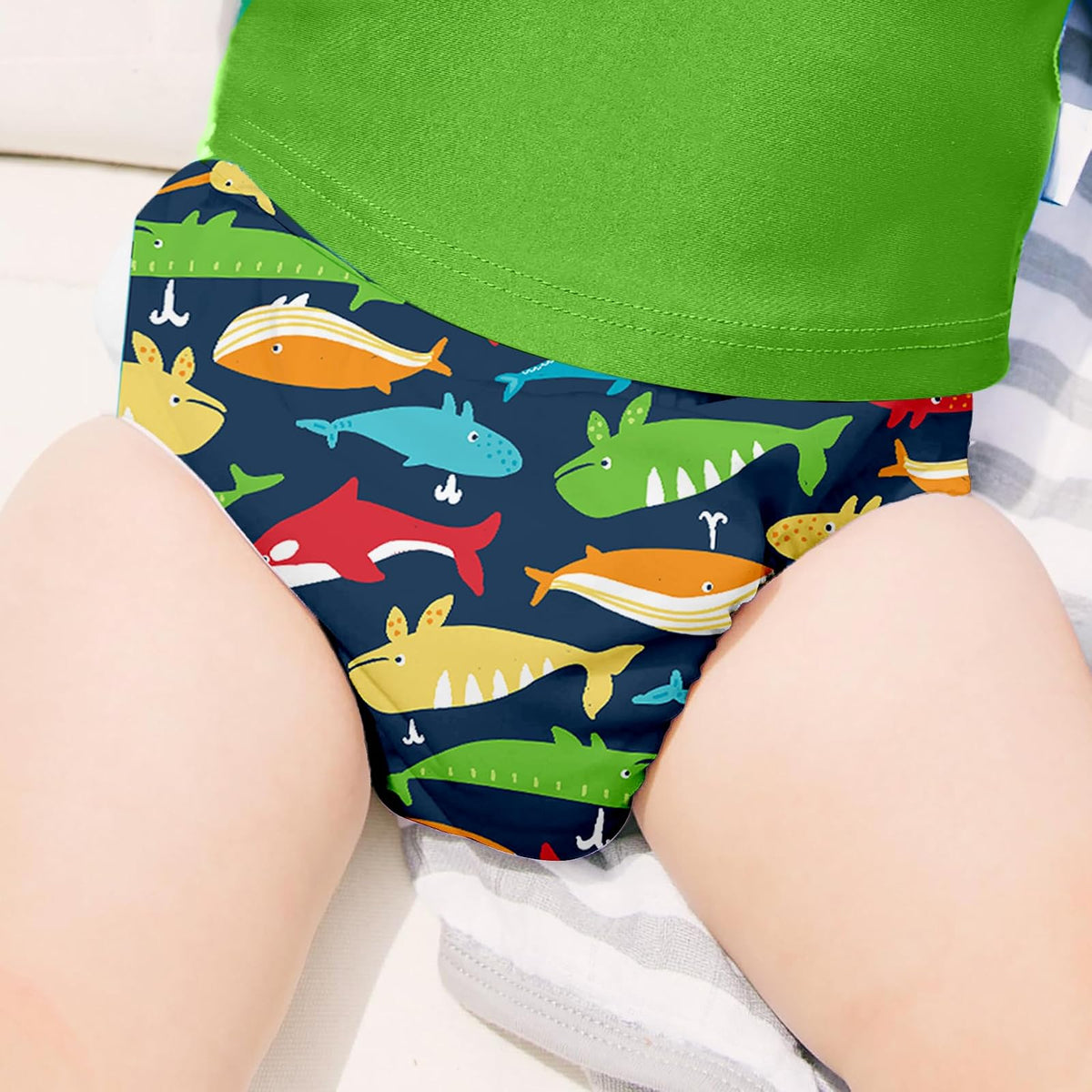 Green Sprouts - Pañal de natación Absorbente Reutilizable, Liga de Ballenas Marinas, 12 Meses