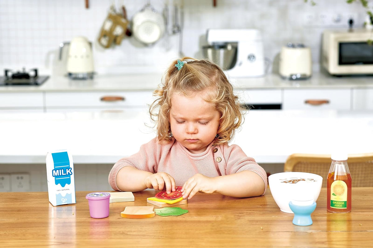 Hape , Juego de rol , Desayuno para niños Que estimula la Creatividad y fomenta hábitos saludables , Accesorio de Cocina. De 2 a 8 años. E3172