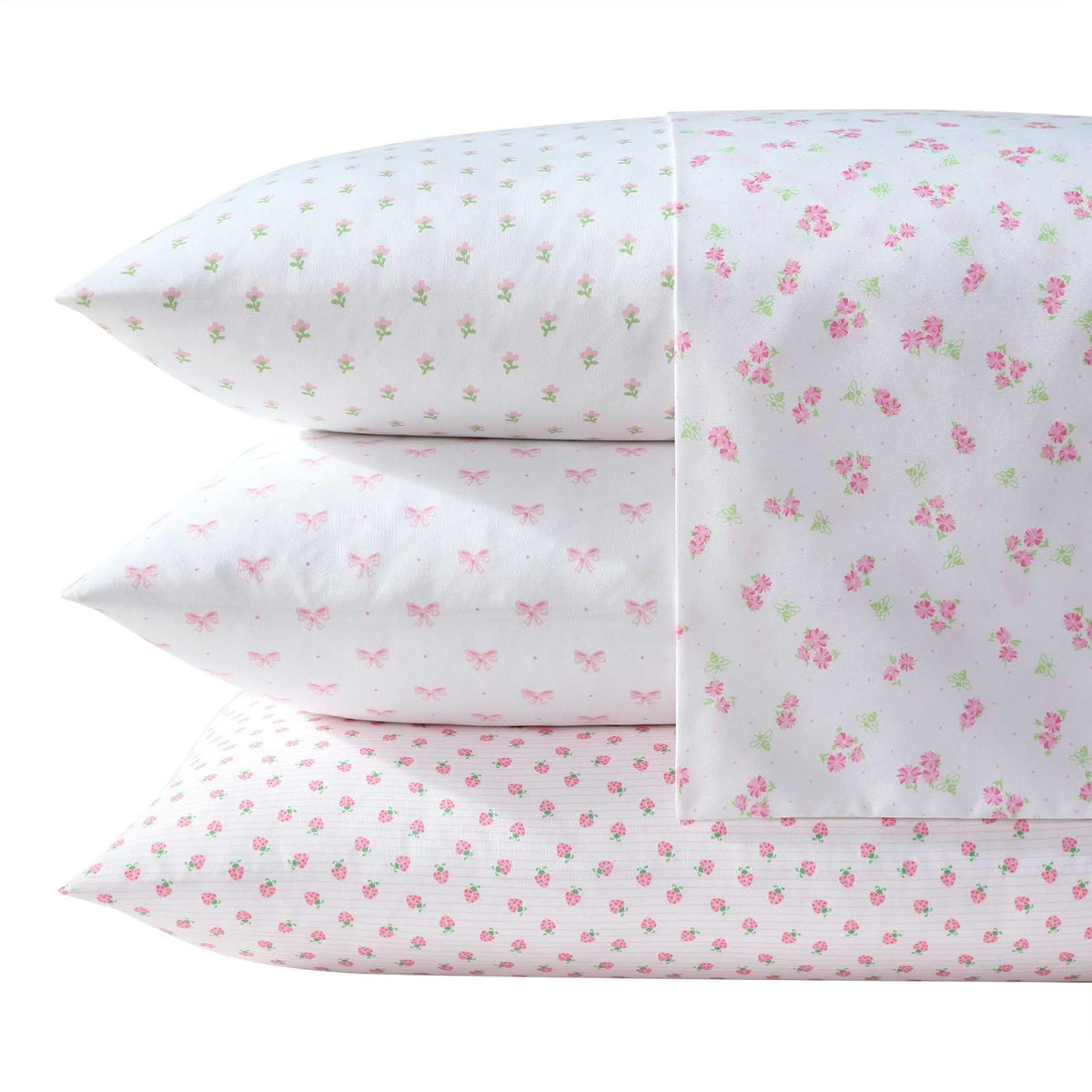 Laura Ashley - Juego de sábanas para niños, Ultra Suave y Transpirable con Fundas de Almohada a Juego, Resistente a Las Arrugas, Esencial Ideal para la habitación de Las niñas (Bonitos Lazos, Rosa,