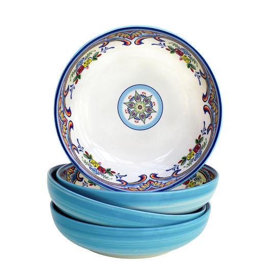 Euro Ceramica Zanzibar Juego de cuencos para pasta de 4 piezas