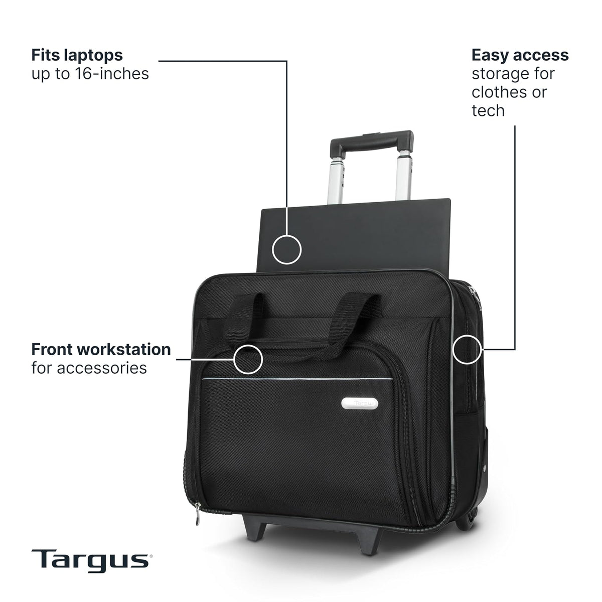 Targus, Maleta con ruedas para laptop, Negro, 355,6 x 190,5 x 419,1 mm(14x 7.50 x 16.50))
