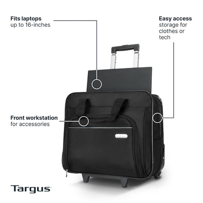 Targus, Maleta con ruedas para laptop, Negro, 355,6 x 190,5 x 419,1 mm(14x 7.50 x 16.50))