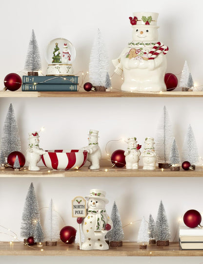 Lenox 897869 Happy Holly Days - Figura de muñeco de Nieve iluminada con Poste Norte
