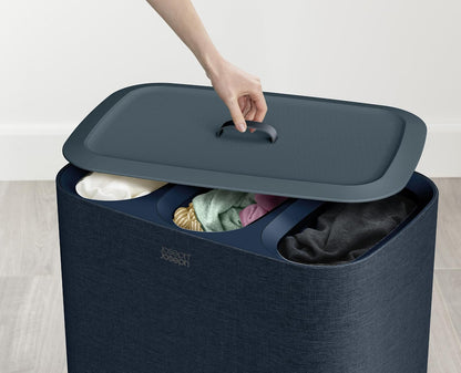 Joseph Joseph Trio - Cesta de separación de 90 litros con tapa y bolsas extraíbles, color negro