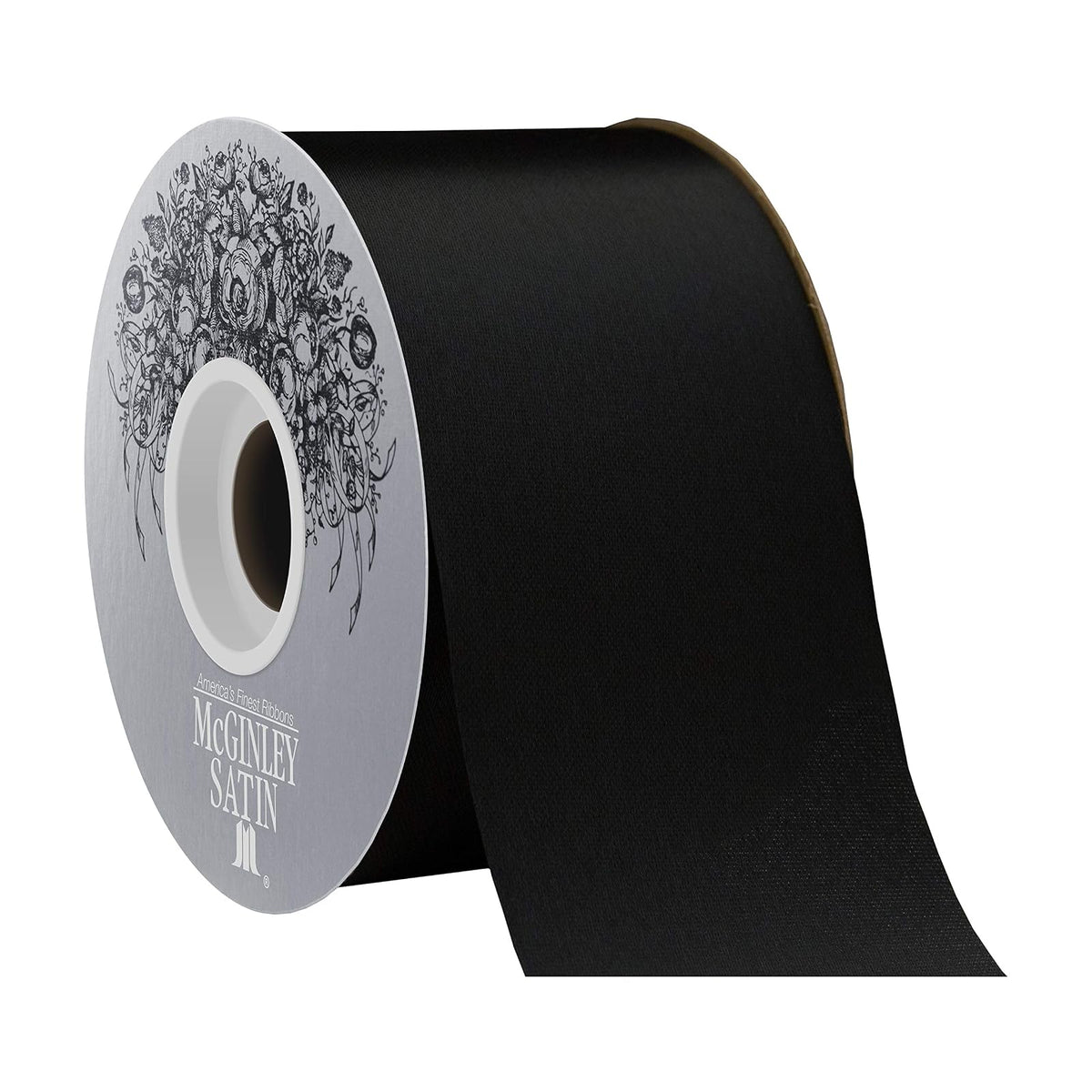 McGinley Mills - Cinta de satén de acetato de 2.5 pulgadas de ancho, color negro, carrete de 50 yardas