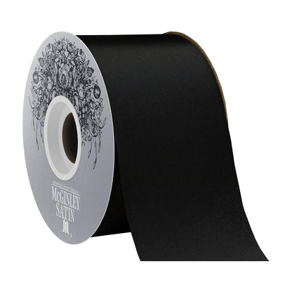 McGinley Mills - Cinta de satén de acetato de 2.5 pulgadas de ancho, color negro, carrete de 50 yardas