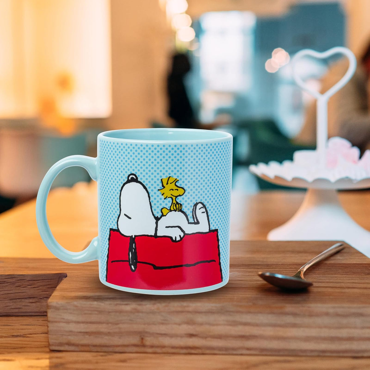 Snoopy Peanuts Woodstock House - Taza de cerámica (567 ml), color azul
