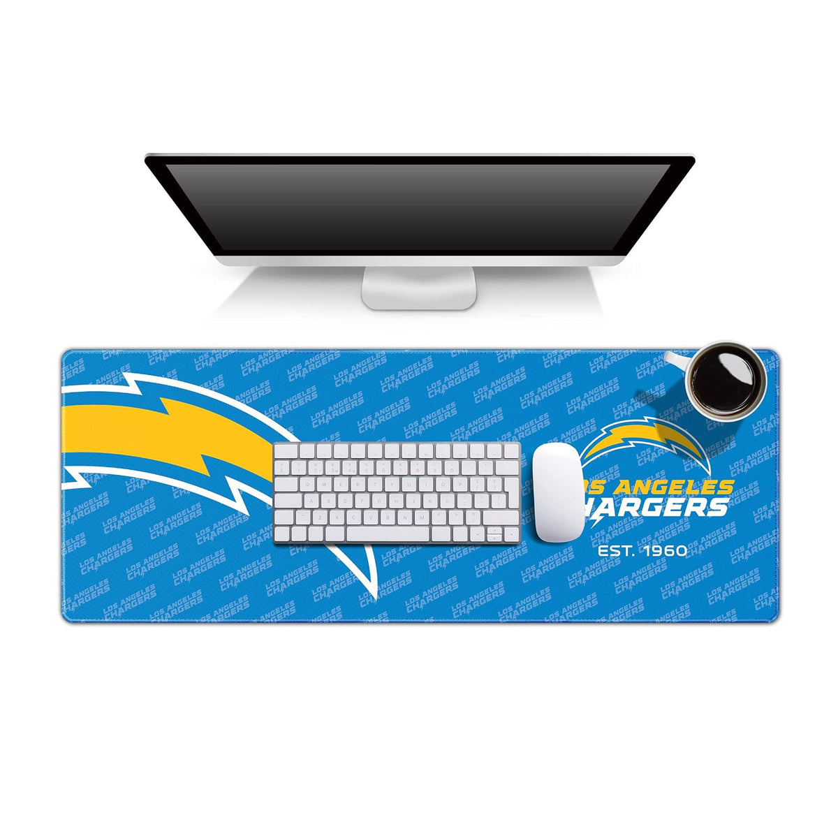 YouTheFan Tapete para Escritorio NFL con Logo de tu Equipo - 30.5 x 80 cm - Los Angeles Chargers