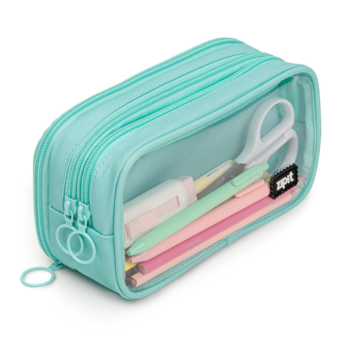 ZIPIT Half & Half Estuche para lápices | Estuche escolar de gran capacidad (Azul Menta) - Azul