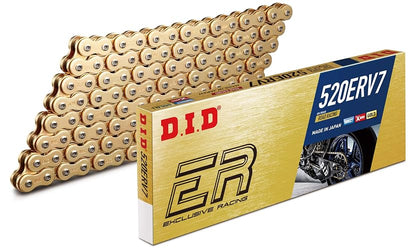 DID (520ERV7118ZB) Cadena dorada de 118 eslabones de alto rendimiento serie ERV7 con eslabones de conexión